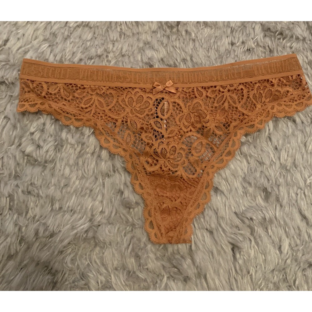 Victoria's Secret Very Sexy Thong Panties Sz‎ XL Logo Waistband Brown